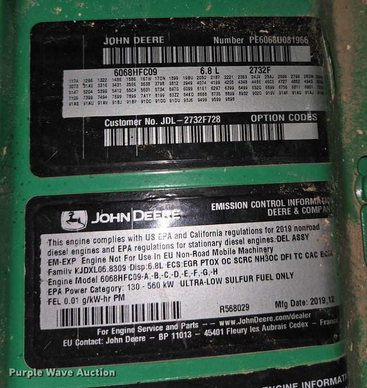 image for item EN3816 John Deere 6068HFC09 power unit