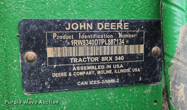 image for item YA0620 2023 John Deere  8RX 340 MFWD tractor
