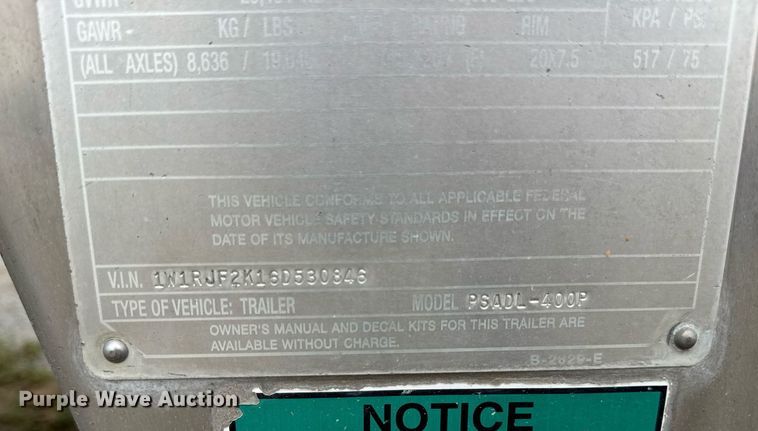 image for item DI9011 2006 Wilson PSADL-400P livestock trailer