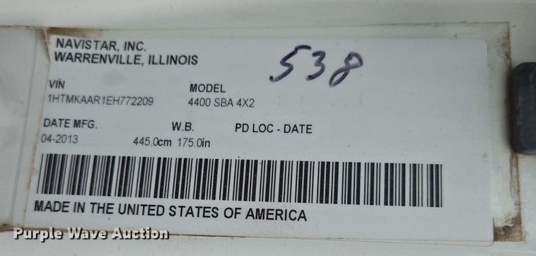 image for item DP6399 2014 International 4400 sewer jetter truck