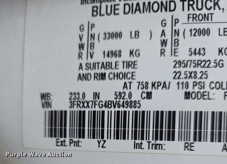 image for item DP6402 2011 Ford F750 Super Duty Ext. Cab dump flatbed truck