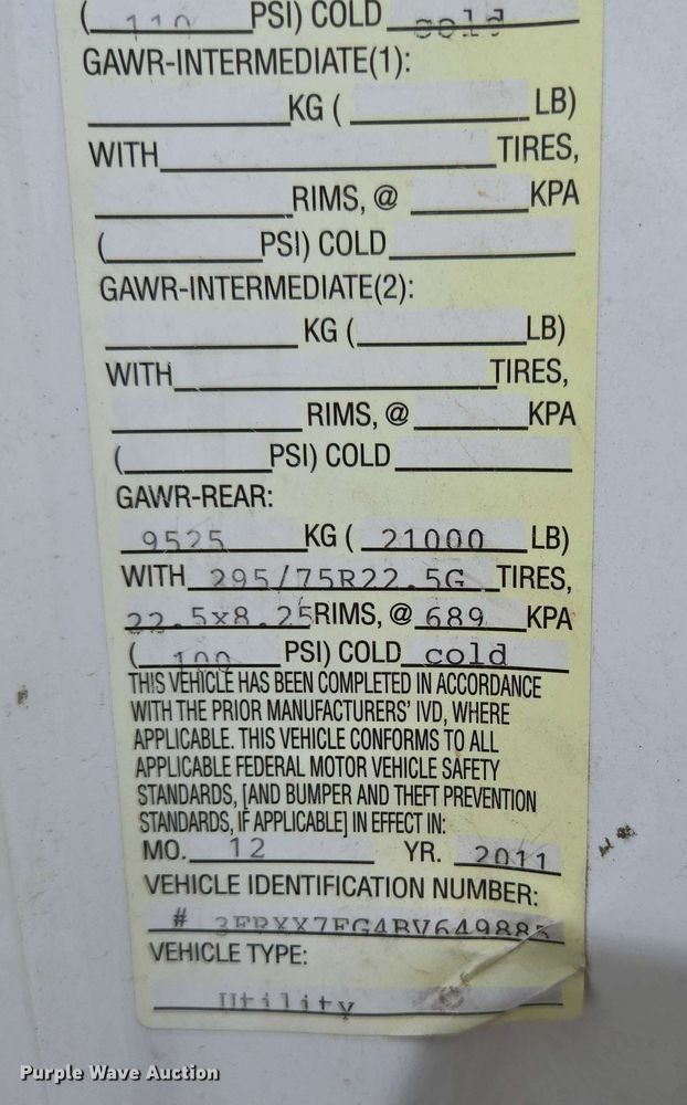 image for item DP6402 2011 Ford F750 Super Duty Ext. Cab dump flatbed truck