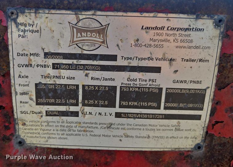image for item DU7793 2008 Landoll lowboy equipment trailer