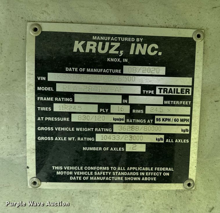 image for item DU7809 2021 Kruze end dump trailer