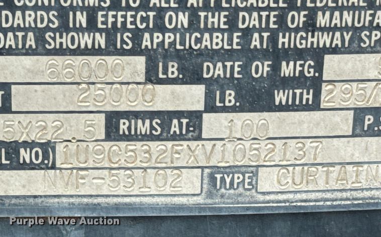 image for item DU9802 1997 Nu Van NVF-53102 side curtain trailer