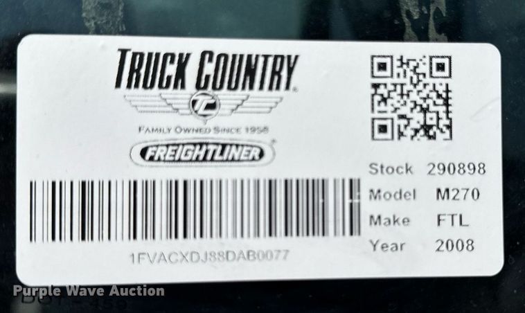 image for item DV2737 2008 Freightliner Business Class M2 box truck