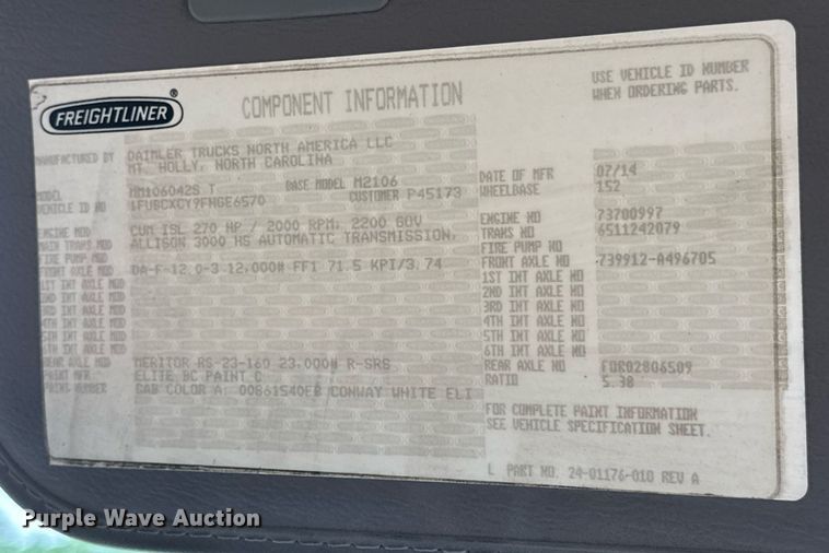 image for item DV4152 2015 Freightliner Business Class M2 semi truck