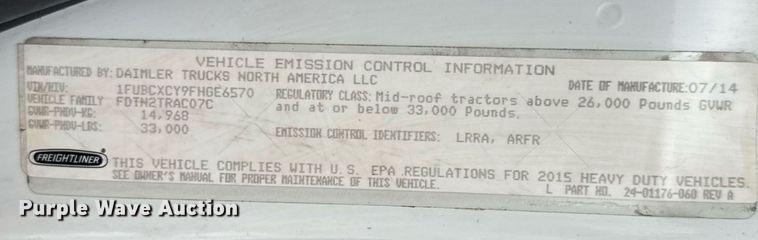 image for item DV4152 2015 Freightliner Business Class M2 semi truck