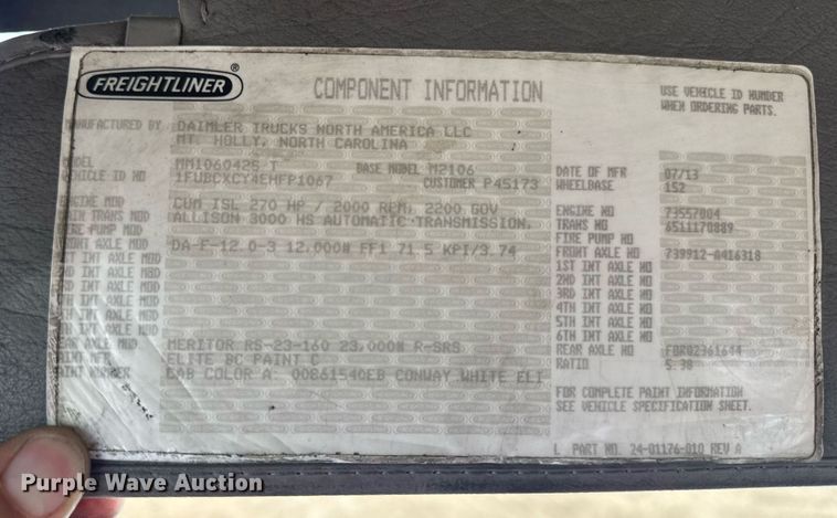 image for item DV4153 2014 Freightliner Business Class M2 semi truck