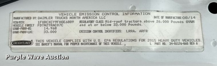 image for item DV4154 2015 Freightliner Business Class M2 semi truck