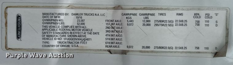 image for item DV4160 2017 Freightliner semi truck