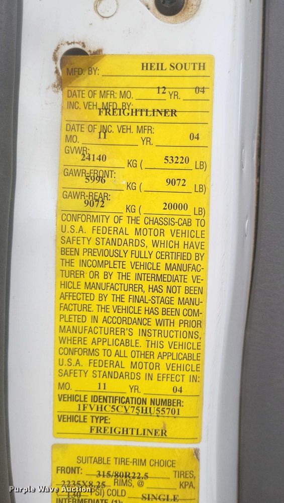 image for item DW7038 2005 Freightliner Business Class M2 dump truck