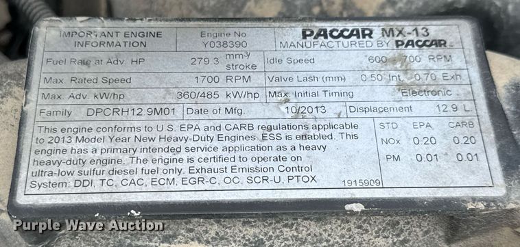 image for item DY0177 2014 Peterbilt 384 semi truck