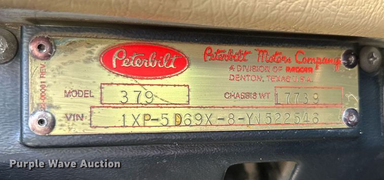image for item EB2601 2000 Peterbilt 379 semi truck
