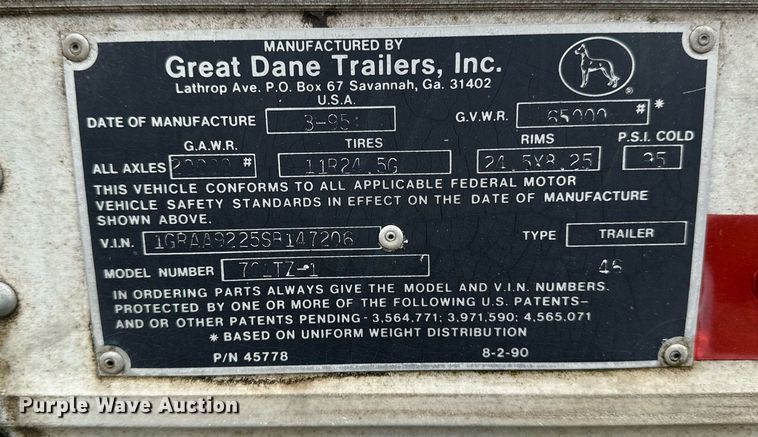 image for item EB2628 1995 Great Dane 701TZ-1 jobsite trailer