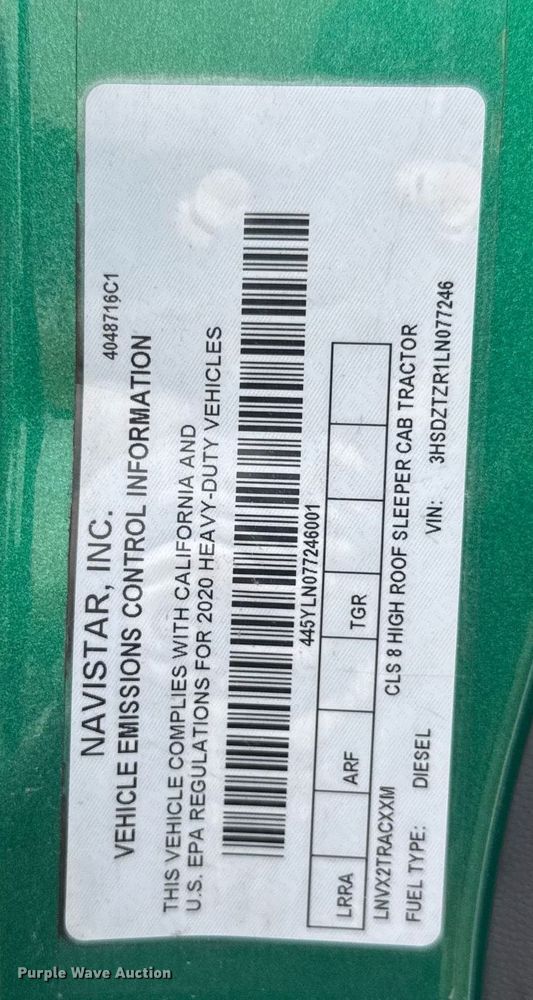 image for item EC3647 2020 International LT625 semi truck