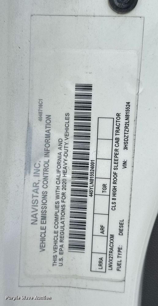 image for item EC3649 2020 International LT625 semi truck