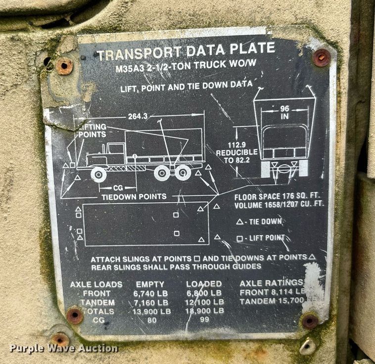 image for item EC3653 2001 AM General M35A3 flatbed truck