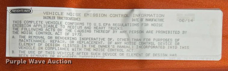 image for item ED2037 2015 Freightliner Cascadia semi truck