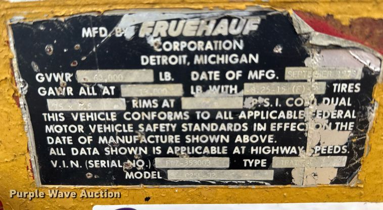 image for item EG6564 1979 Fruehauf C25L-32 drop deck equipment trailer