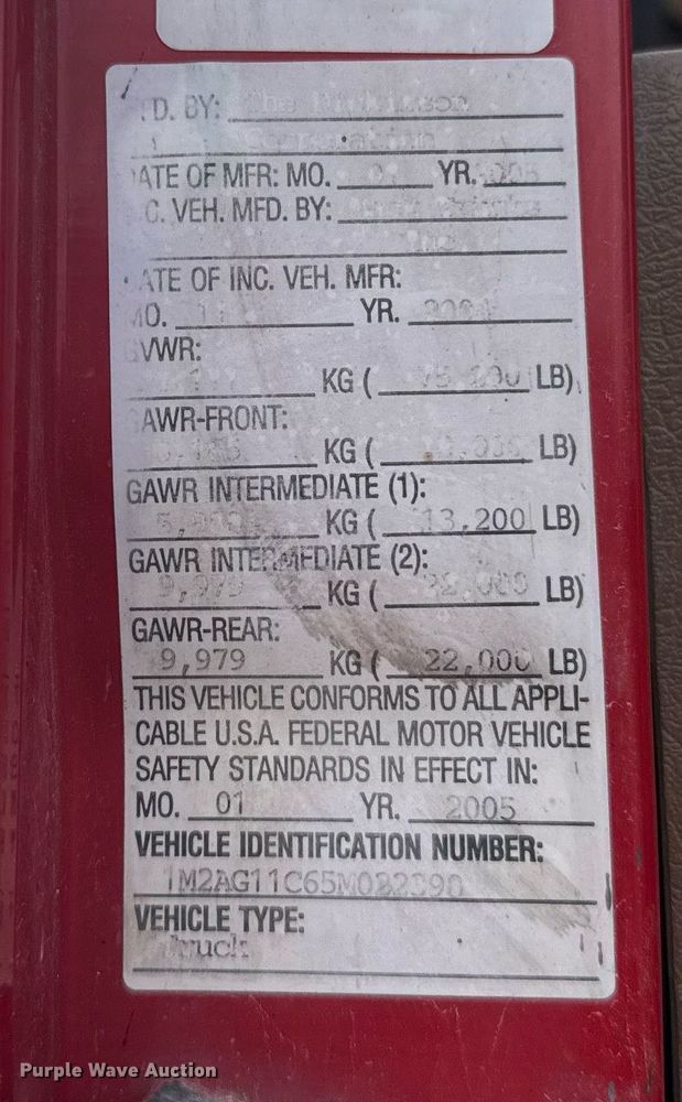 image for item EG6565 2005 Mack CV713 dump truck