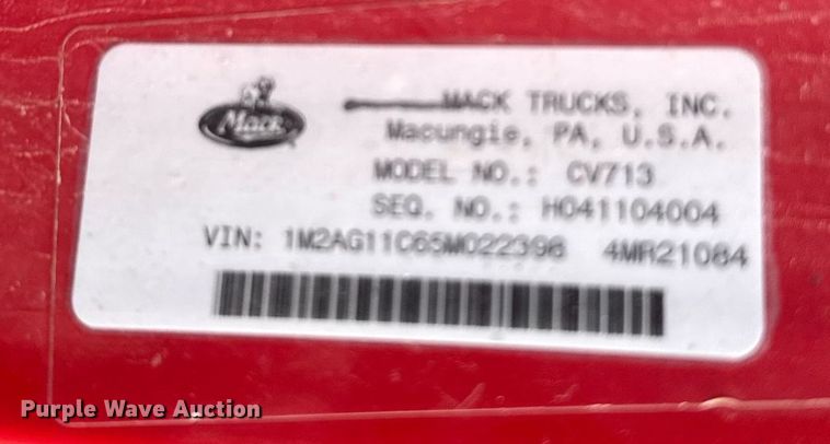 image for item EG6565 2005 Mack CV713 dump truck