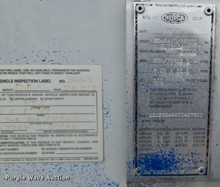 image for item EM7361 2000 Strick Commercial Trailer dry van trailer