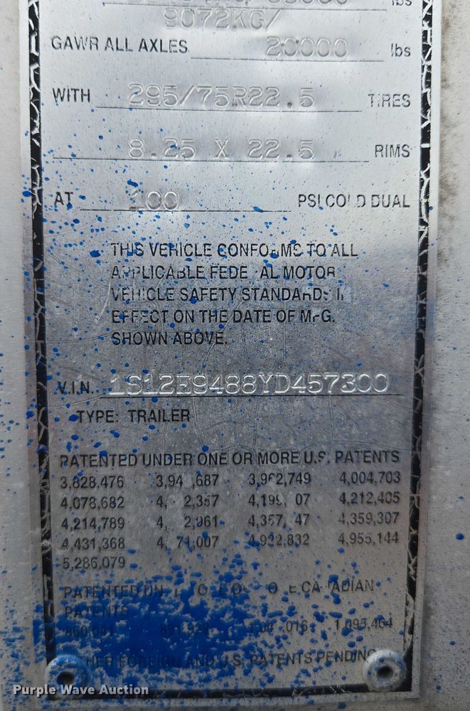 image for item EM7361 2000 Strick Commercial Trailer dry van trailer