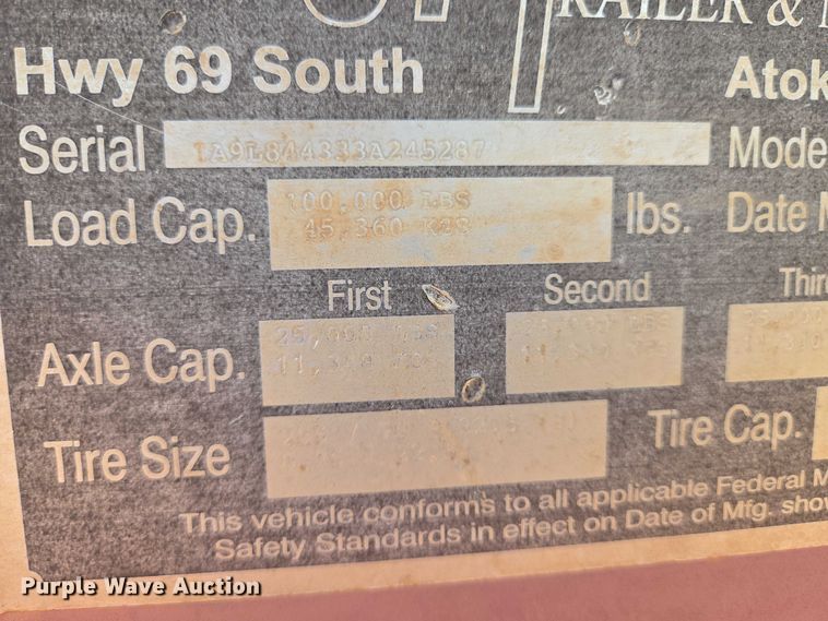 image for item EN8109 2003 Atoka 20-DDE-50-3 double drop deck equipment trailer