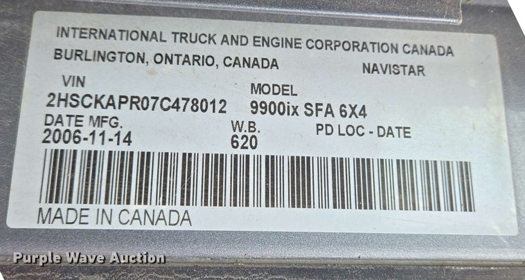 image for item EN8965 2007 International 9900ix semi truck
