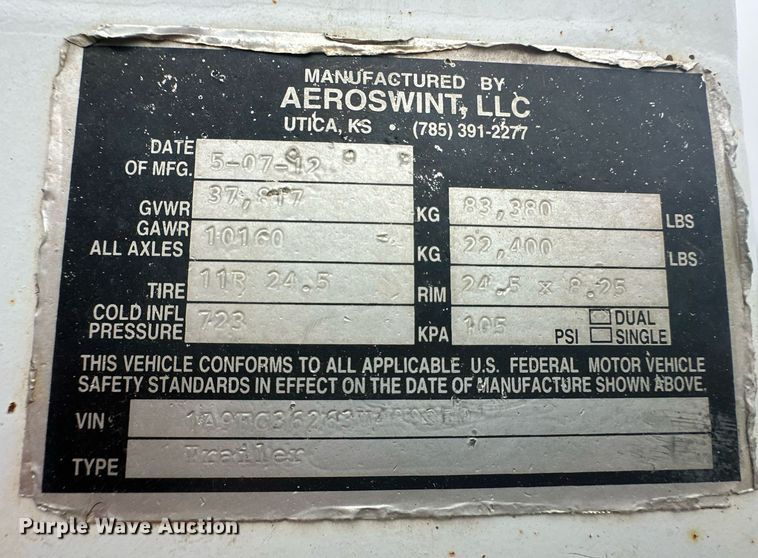 image for item EQ4859 2012 Aeroswint silage trailer