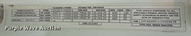 image for item YA0525 2018 Peterbilt 579 semi truck