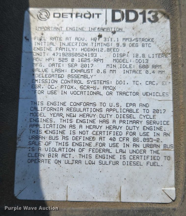 image for item YA0531 2018 Freightliner Cascadia 126 semi truck