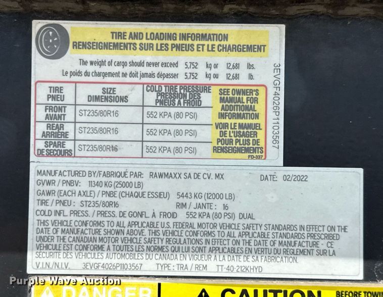 image for item YA0556 2023 RawMaxx TT-40-212KHYD tilt deck equipment trailer