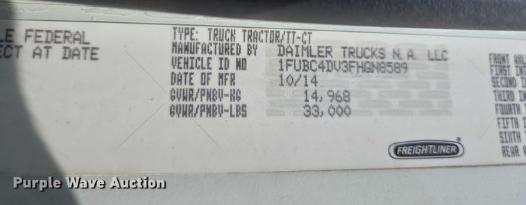 image for item YA0557 2015 Freightliner Business Class M2 semi truck