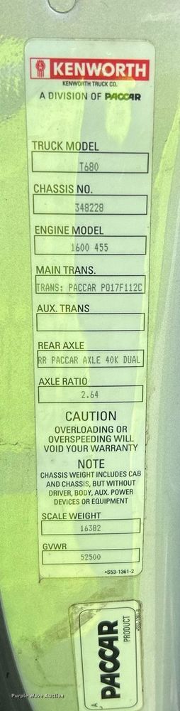 image for item YA0575 2020 Kenworth T680 semi truck