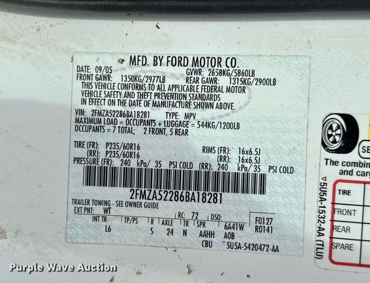 image for item DI9001 2006 Ford Freestyle van