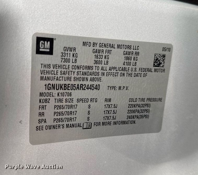 image for item DI9058 2010 Chevrolet Tahoe LT SUV