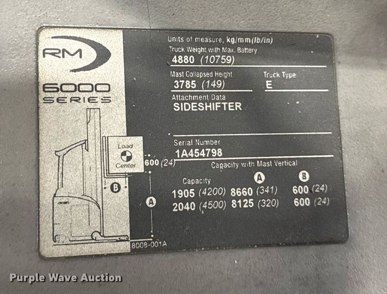 image for item DI9081 2016 Crown RM6025-45 reach truck