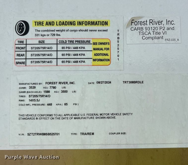 image for item DM1930 2025 Forest River Prime Time Tracer Ultra-Lite TRT308BRDLE camper
