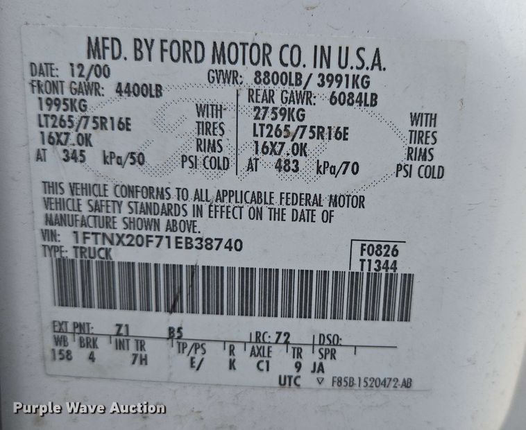 image for item DP6401 2001 Ford F250 Super Duty Lariat  SuperCab pickup truck