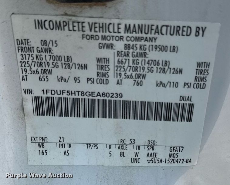 image for item DR2829 2016 Ford F550 flatbed truck