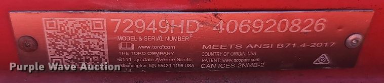 image for item DR3824 2021 Toro Z-Master 3000 series ZTR lawn mower