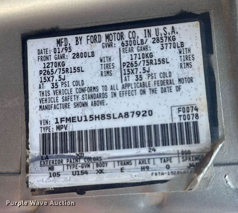 image for item DS3755 1995 Ford Bronco Eddie Bauer SUV