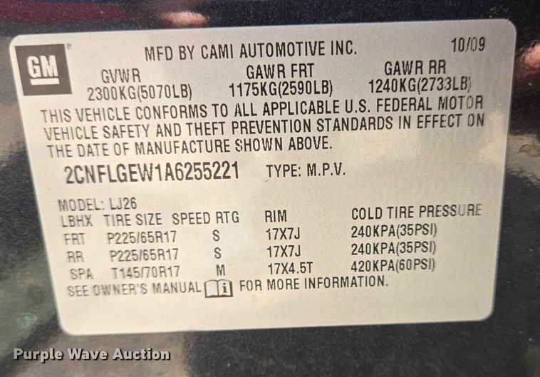 image for item DT4918 2010 Chevrolet Equinox LTZ SUV