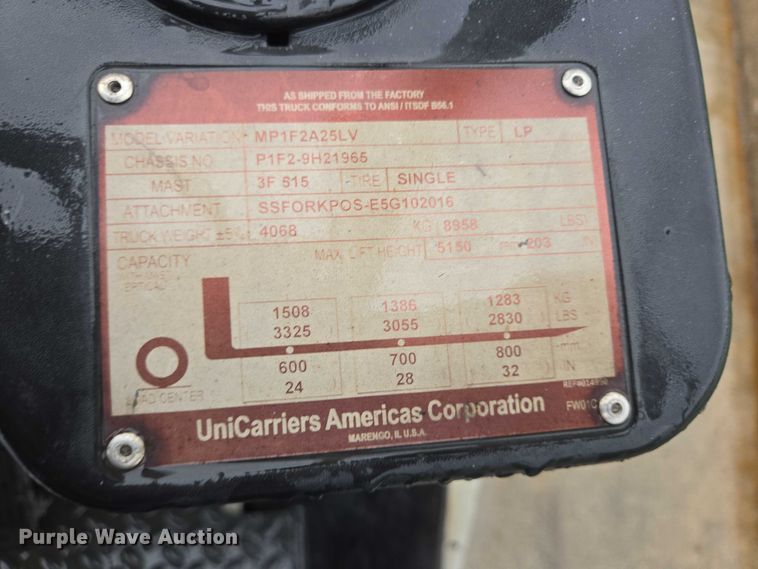 image for item DT4922 2017 UniCarriers PF50 forklift