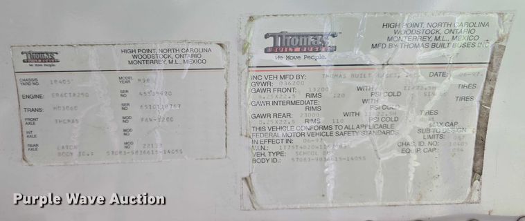 image for item DT6912 1998 Thomas Built Saf-T-Liner school bus