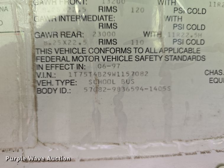 image for item DT6914 1998 Thomas Built Saf-T-Liner ER school bus