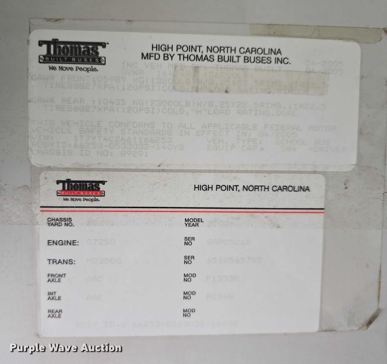 image for item DT6915 2006 Thomas Built Saf-T-Liner school bus