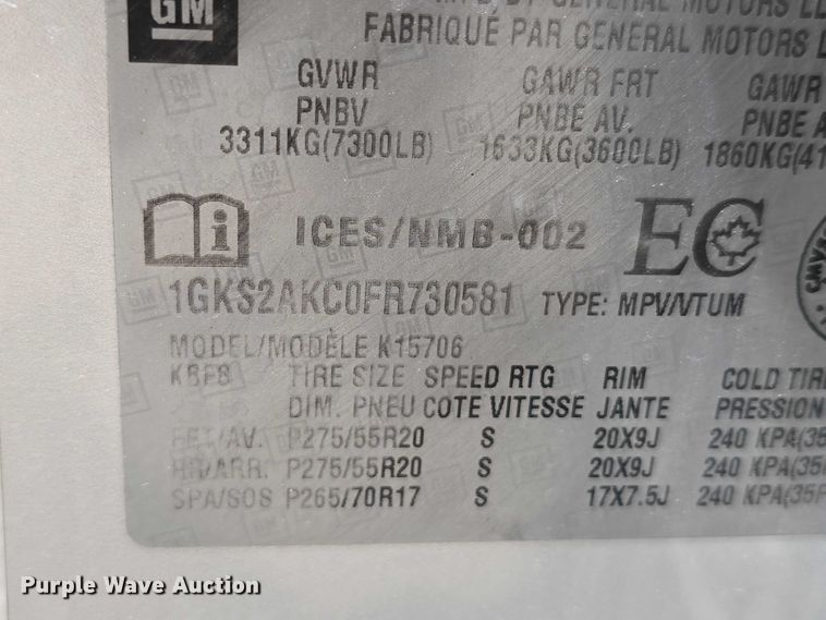 image for item DT6927 2015 GMC Yukon SLE SUV